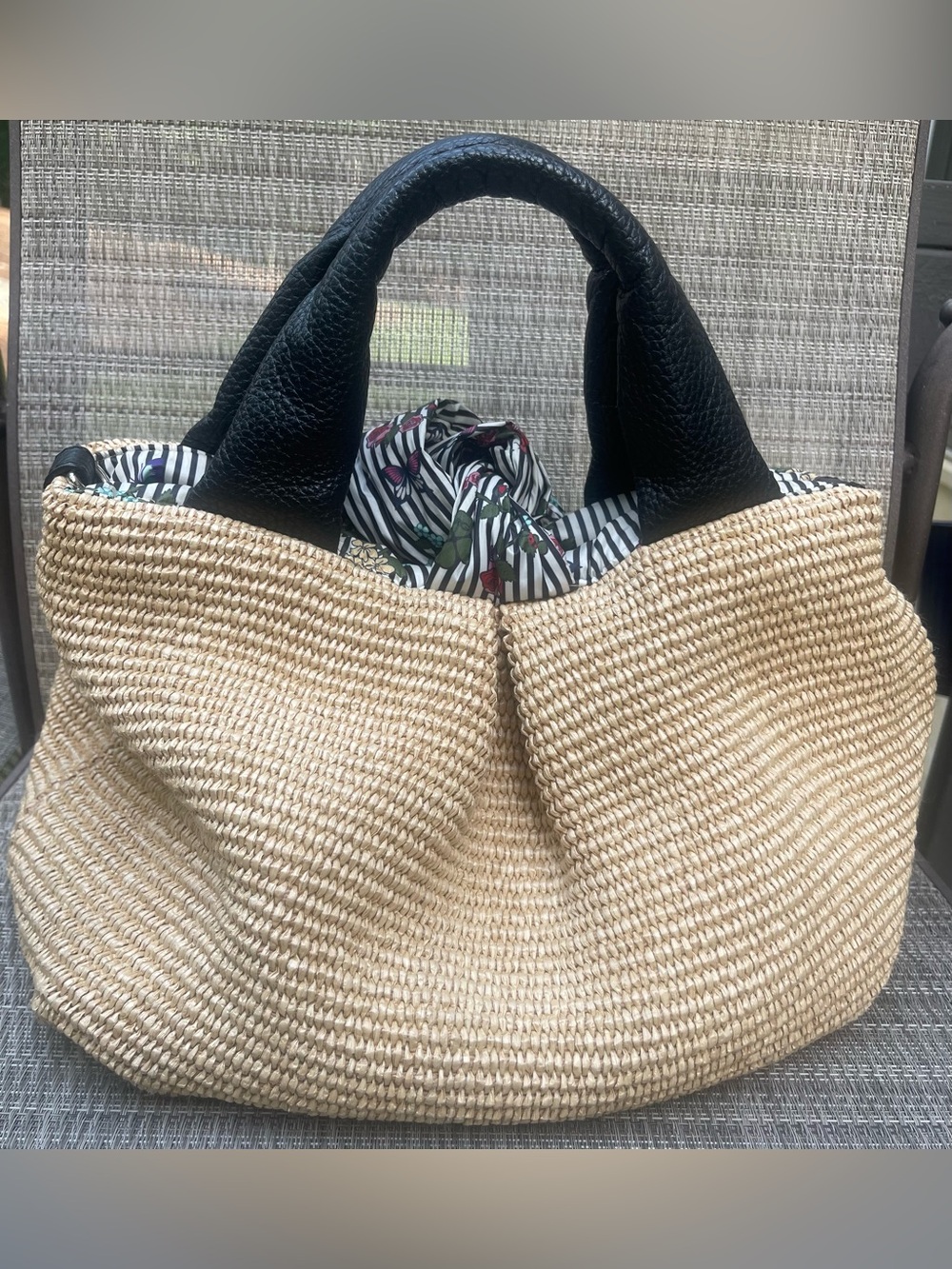 ROBERTA GANDOLFI Italian Double Handle Reversible Basket Bowler Bag